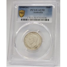 AUSTRALIA 1940 . ONE 1 SHILLING . PCGS AU50